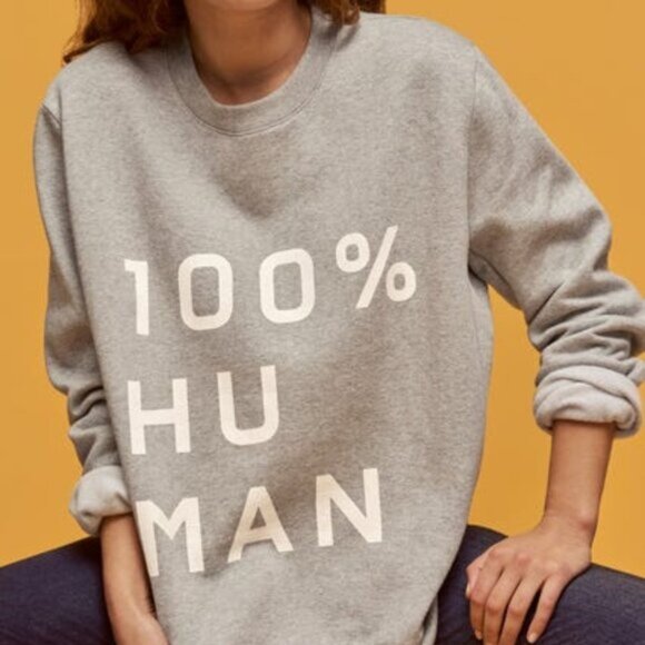 Everlane The 100% Human Unisex Cotton Typography Sweatshirt Grey S - Picture 1 of 5